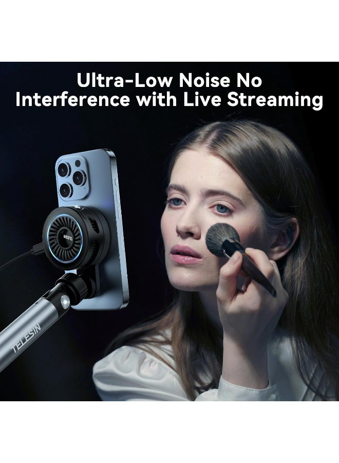 TELESIN° Magnetic Phone Cooler for Gaming and Live Streaming, Phone Cooling Fan Portable Phone Radiator for MagSafe, Gaming Semiconductor Cooling for for iPhone/Android (Supports Wireless Charging) - Image 2